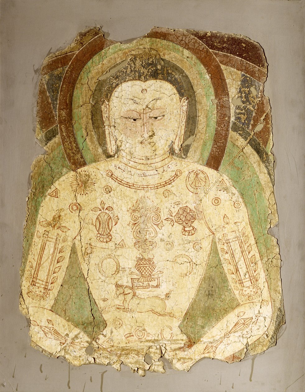 Vairocana Buddha, fra Bali Waste, 7.-8. århundrede (vægmaleri) af Indian School