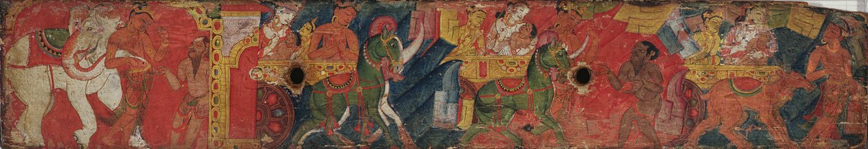 Vessnatara Jataka, fra et manuskriptomslag, Pala School, ca. 1200 (malet træ) af Indian School
