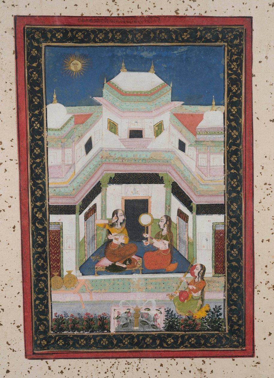 Vilaval Ragini, ca.1790 (gouache på papir, guldudsmykning) af Indian School