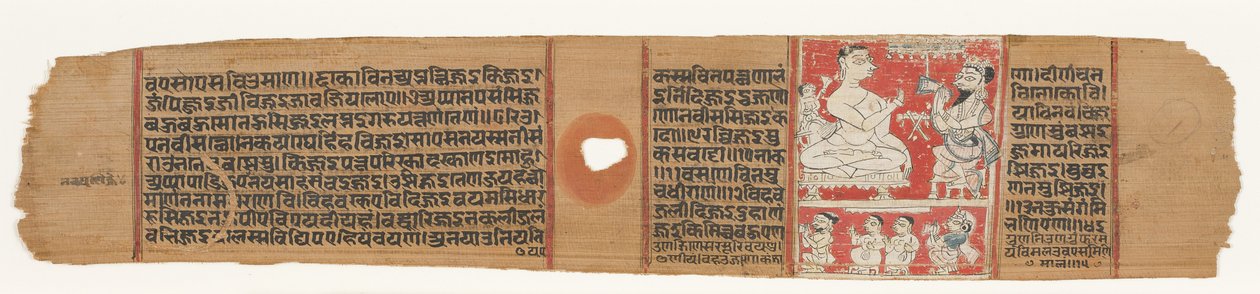 Vimalaprava taler med Raji og Lakshmi, ca. 1300 (ugennemsigtig wc på palmeblad) af Indian School