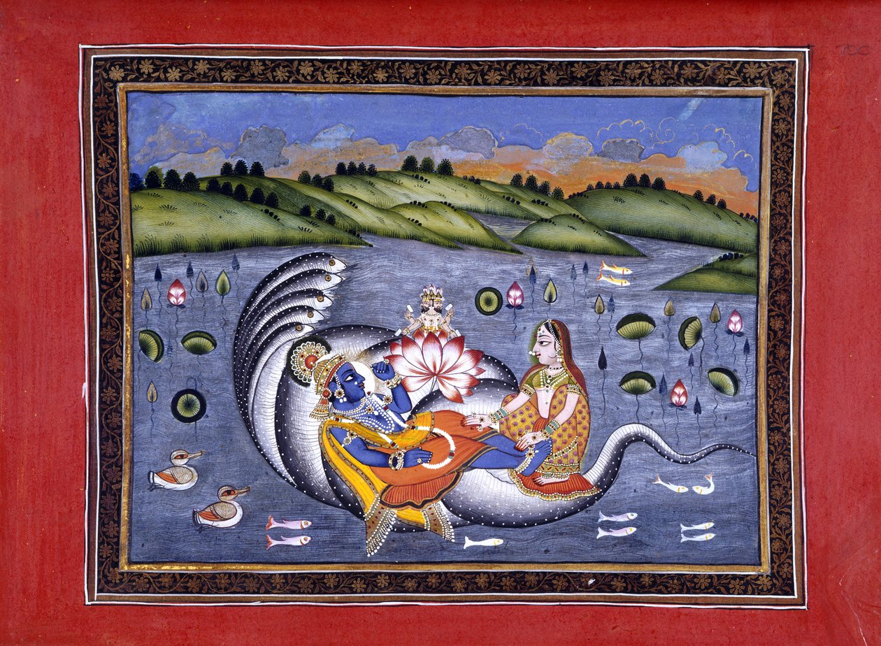 Vishnu og Lakshmi, illustration fra 
