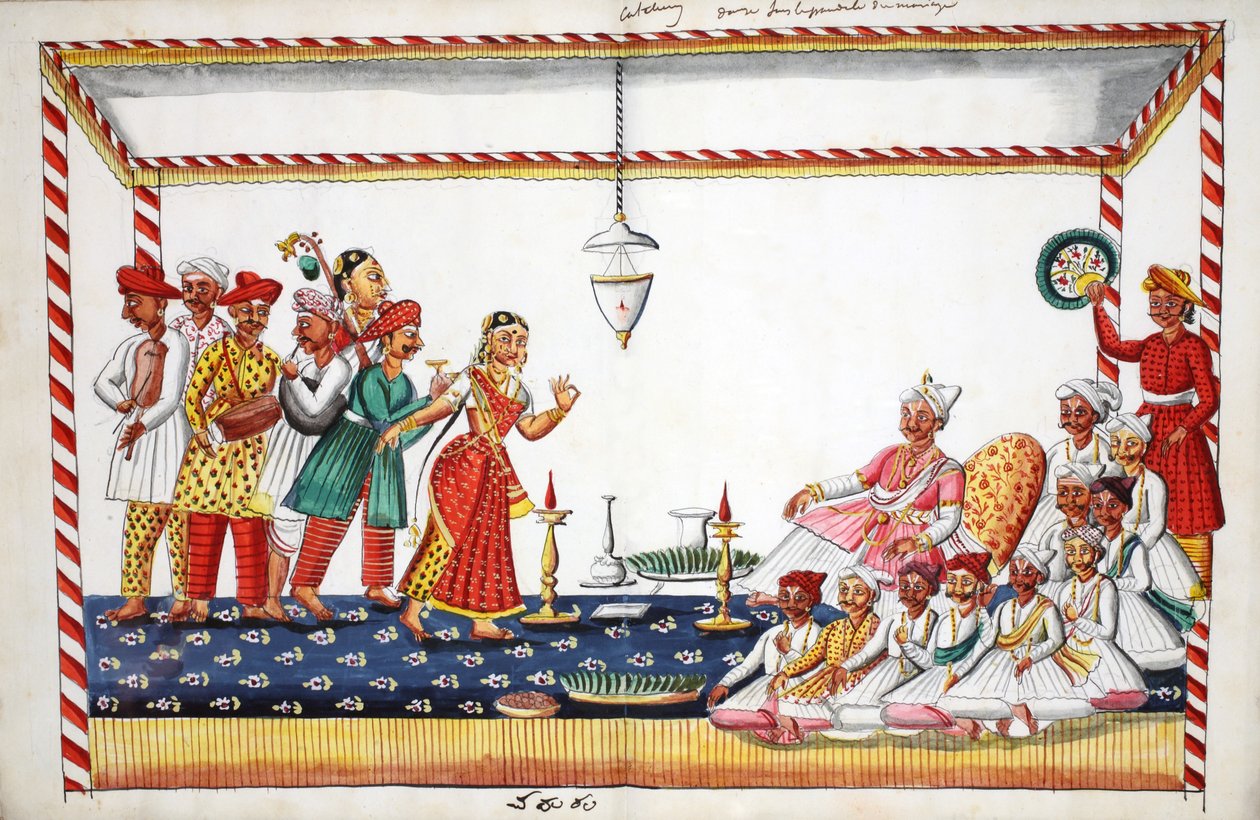 Bryllupsceremoni (wc på papir) (se også 908429) af Indian School