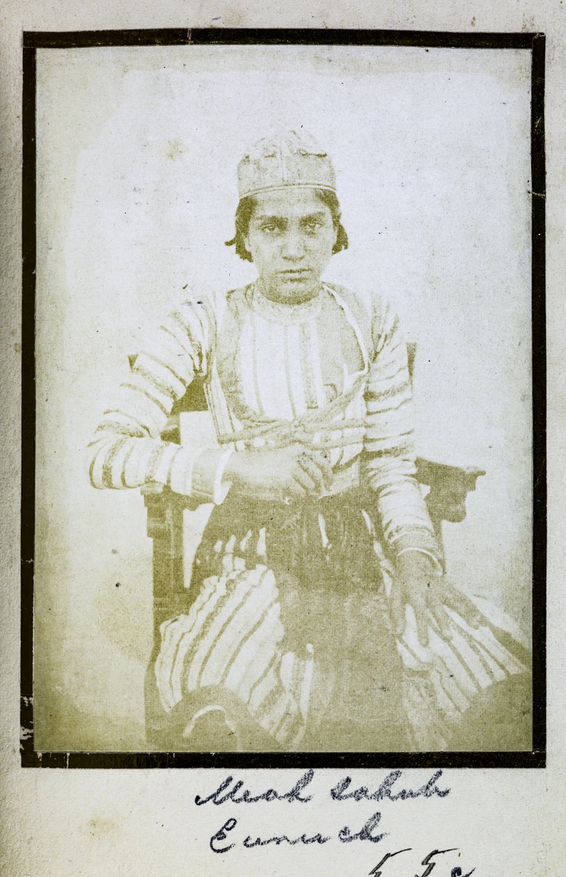 [Portræt af] Meah Sahub, Eunuch, ca. 1856-57 (s/h-foto) af Indian photographer