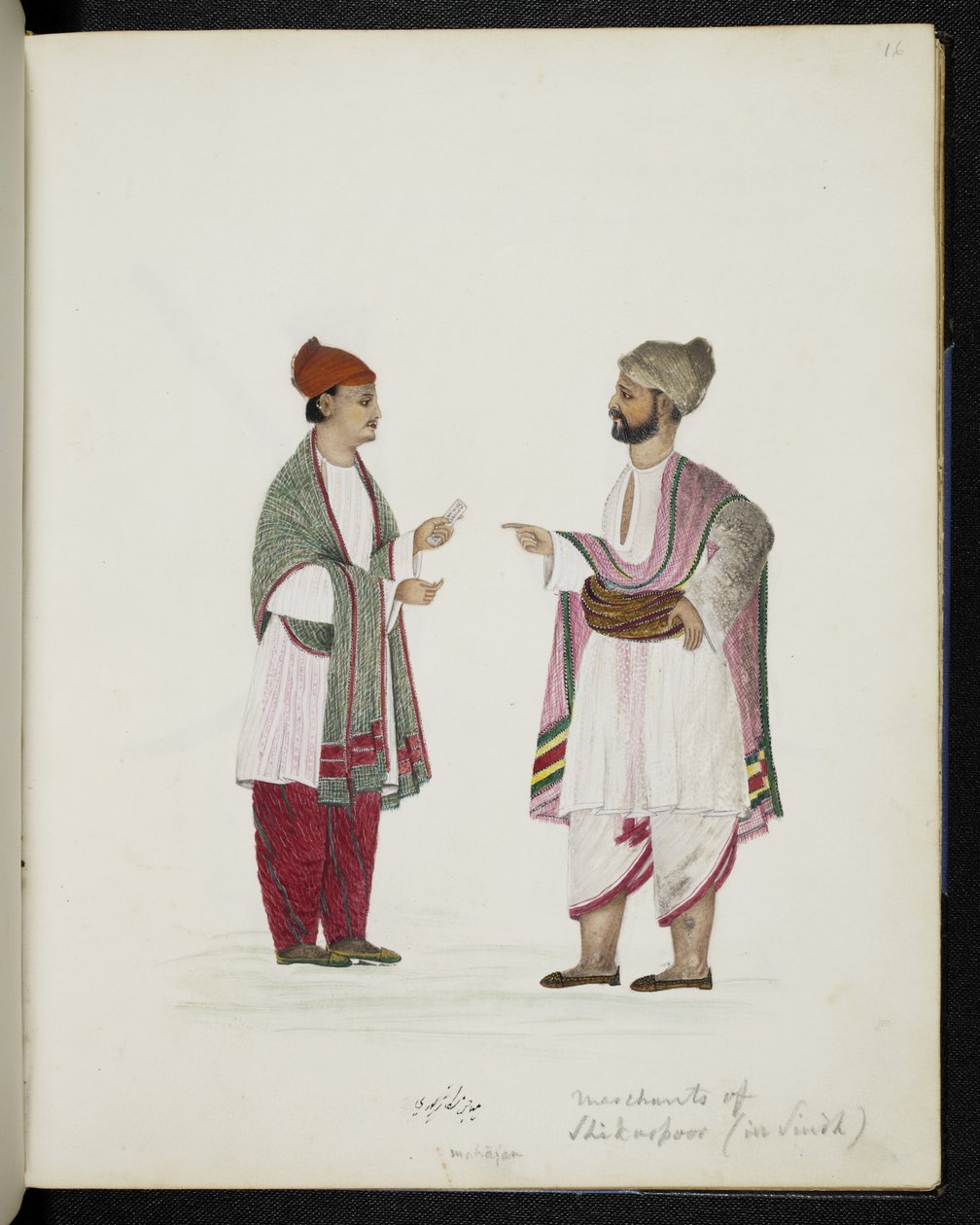 Merchants of Shikarpoor i Sindh (akvarel på papir) af Indo European Indo European