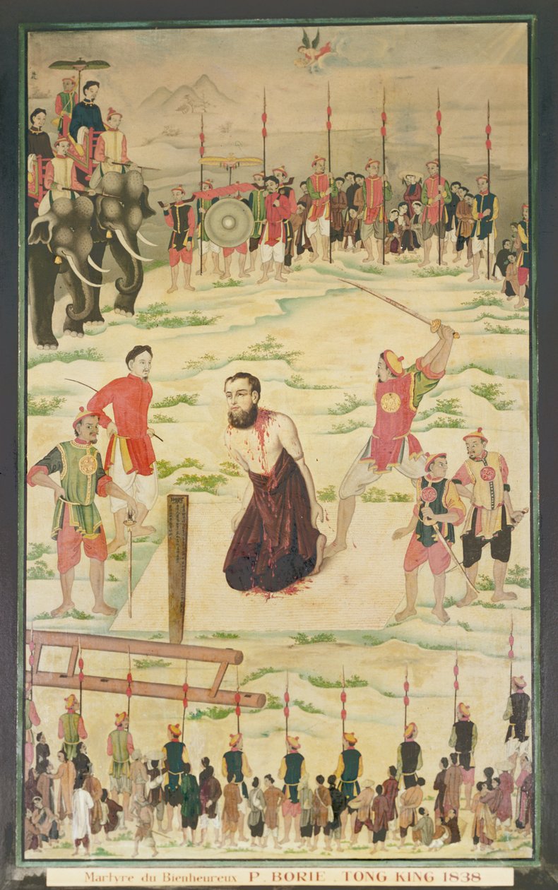 En jesuitermartyr i Tonkin, Kina, 1838 af Indo Chinese School
