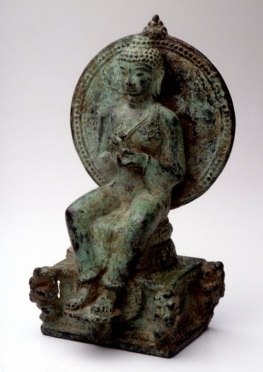 Europæisk siddende Buddha, bronze, Central Java, 9. århundrede. af Indonesian