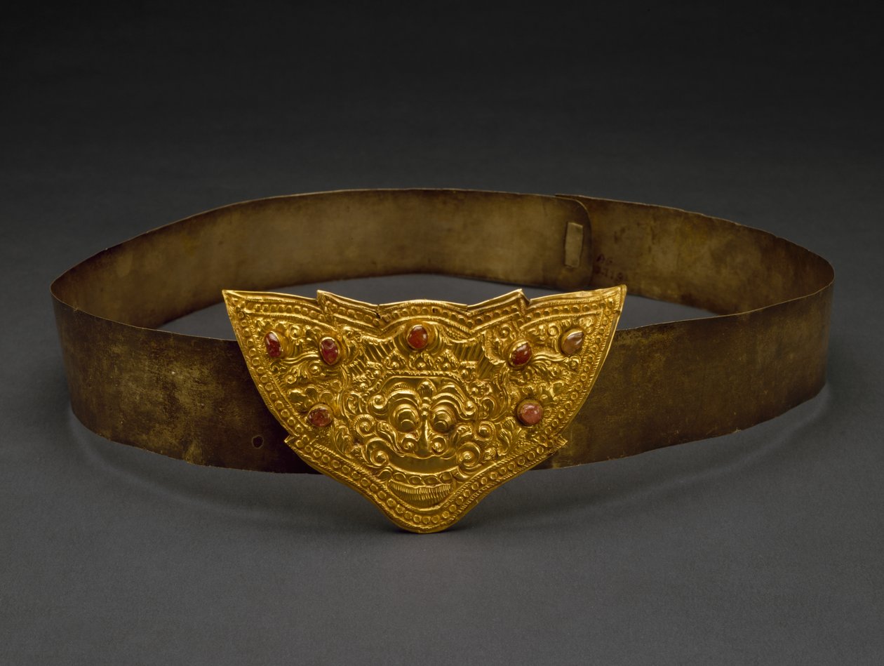 Bæltespænde, Klungkung Kingdom, Bali, slutningen af det 19. århundrede (guld og cabochon rubiner) af Indonesian School