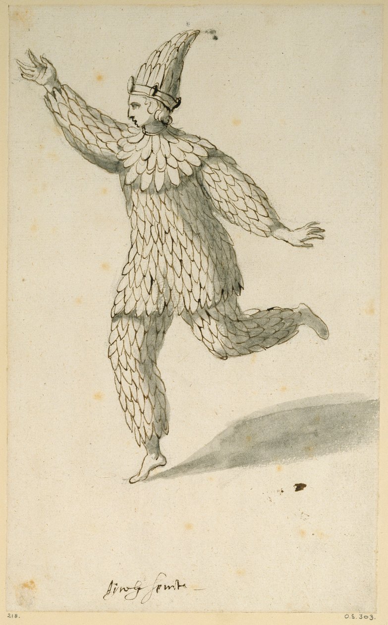 En luftig spiritus (pen og blæk på papir) af Inigo Jones