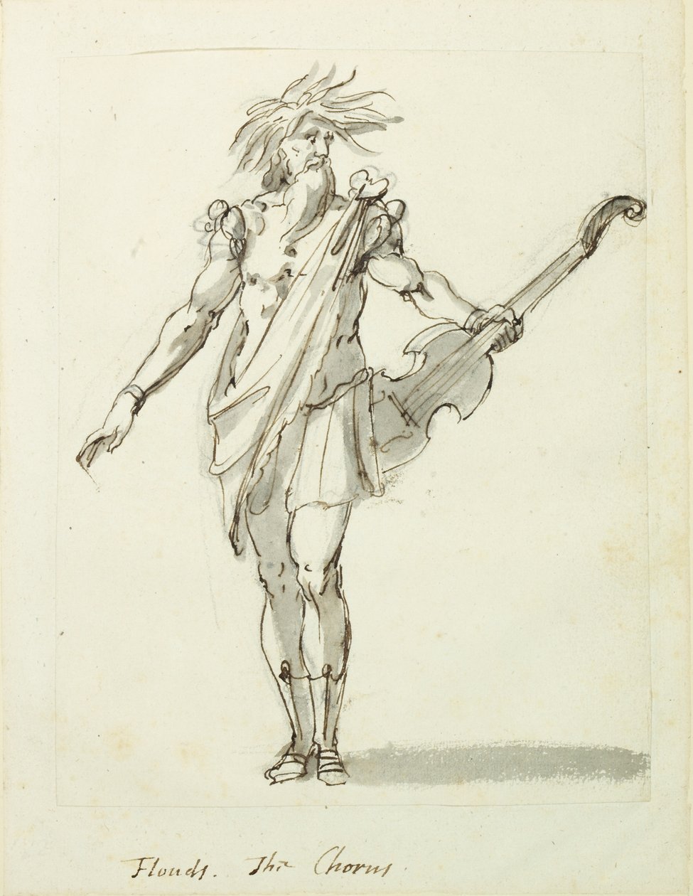 Floods: the Chorus, ca. 1631 (pen og blæk på papir) af Inigo Jones