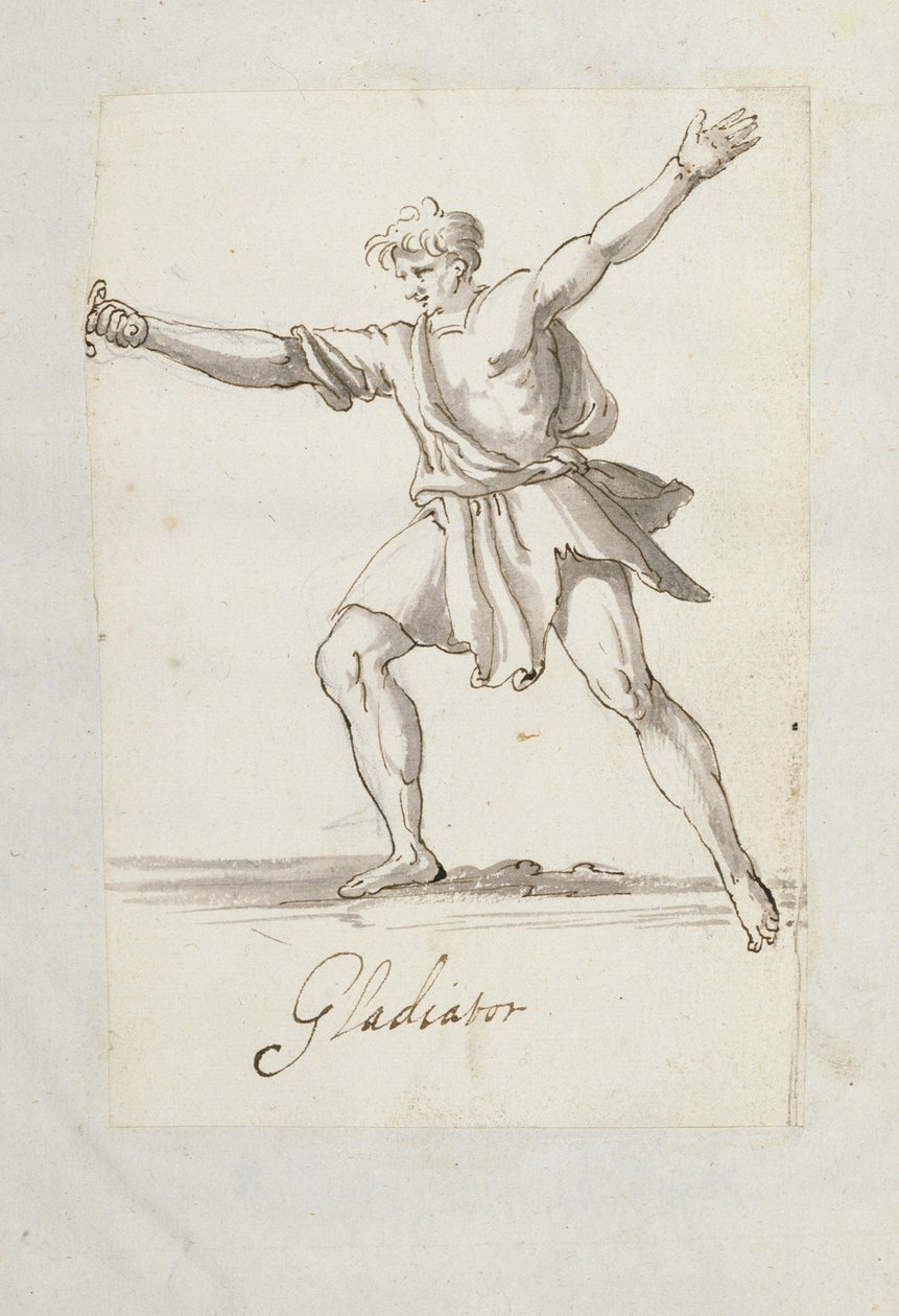 Gladiator (pen og blæk på papir) af Inigo Jones