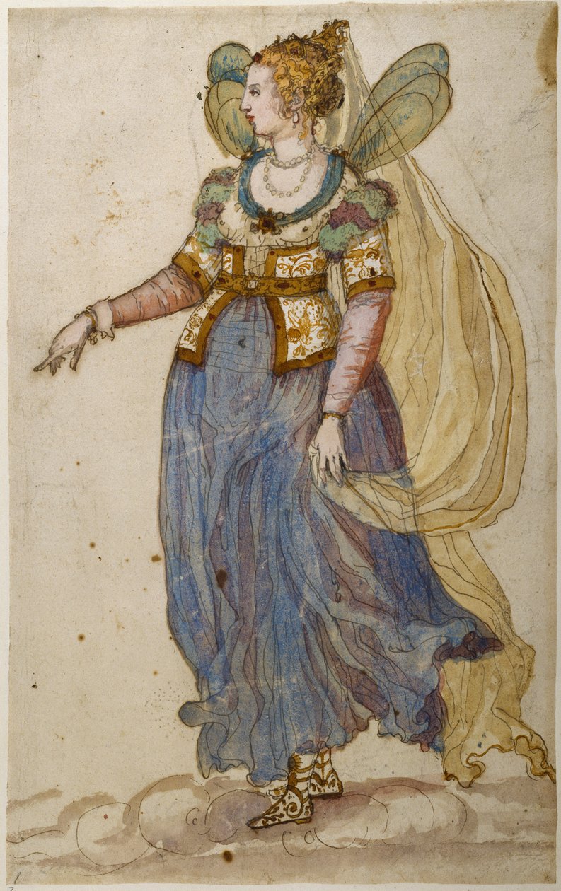 Lady masquer (akvarel på papir) af Inigo Jones