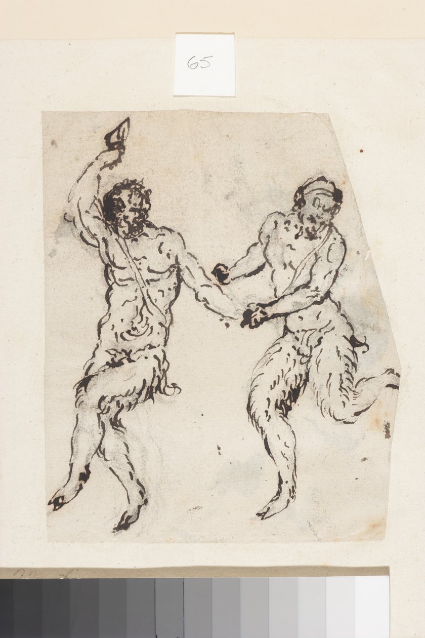 Satyrer (pen & brunt blæk på papir) af Inigo Jones