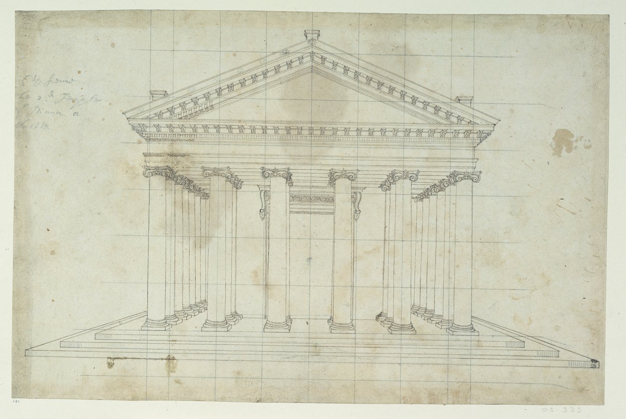 The Second Temple of Diana, ca. 1635 (pen og blæk på papir) af Inigo Jones