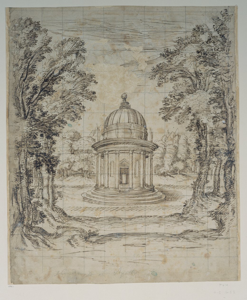 Apollos tempel (pen og blæk på papir) af Inigo Jones