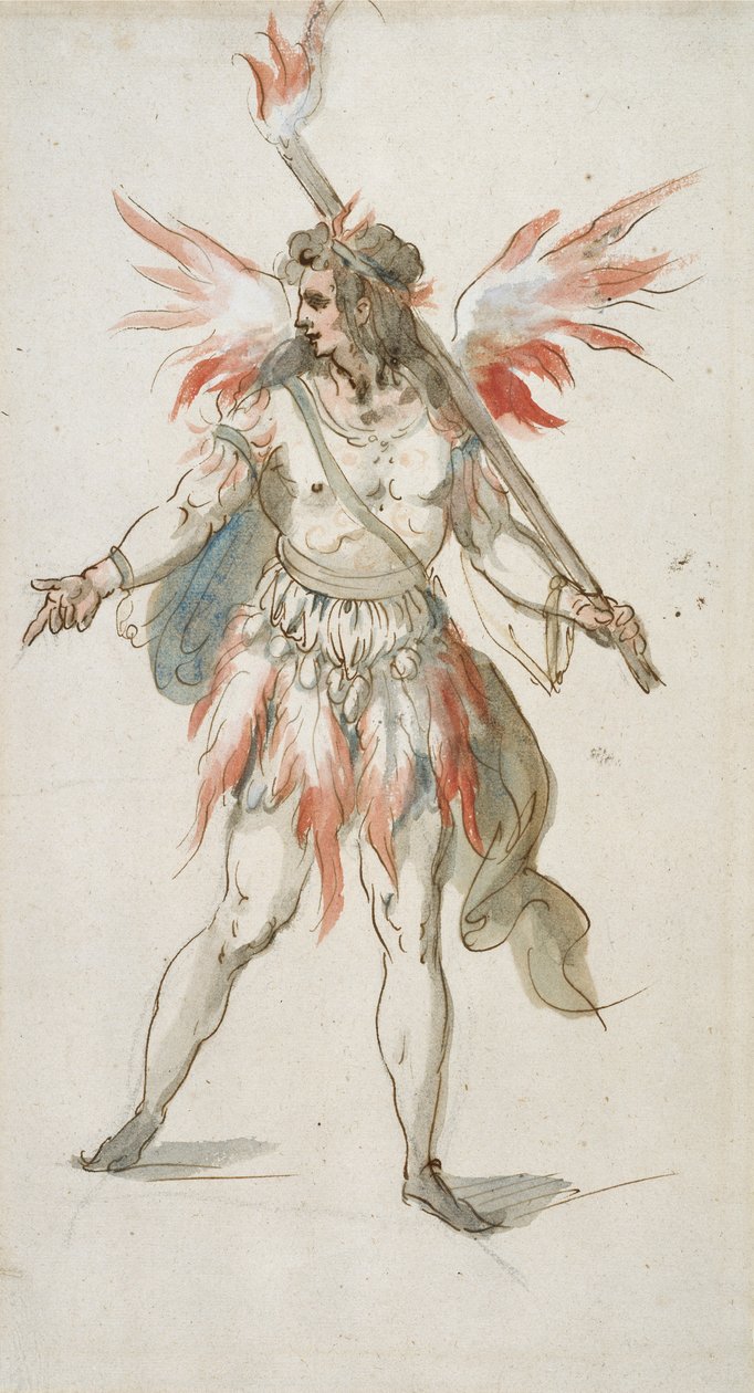 Fakkelbærer: en ildsjæl (akvarel på papir) af Inigo Jones