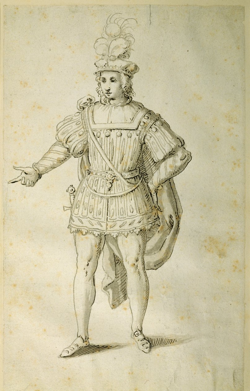 Ungdom i gammel britisk dragt, ca. 1611 (pen og blæk på papir) af Inigo Jones