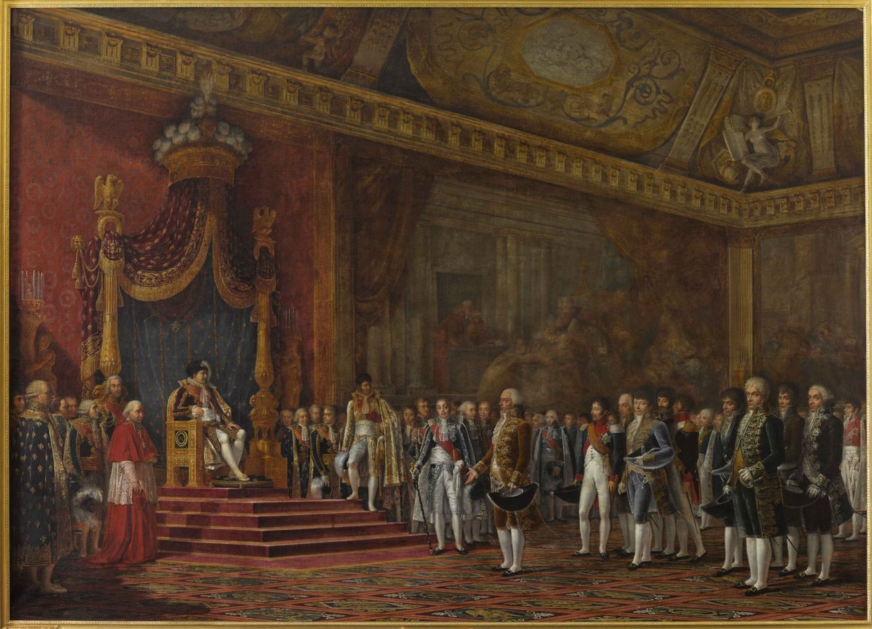 Deputation fra det romerske senat præsenterer sin hyldest til Napoleon I den 16. november 1809, 1810. af Innocent Louis Goubaud