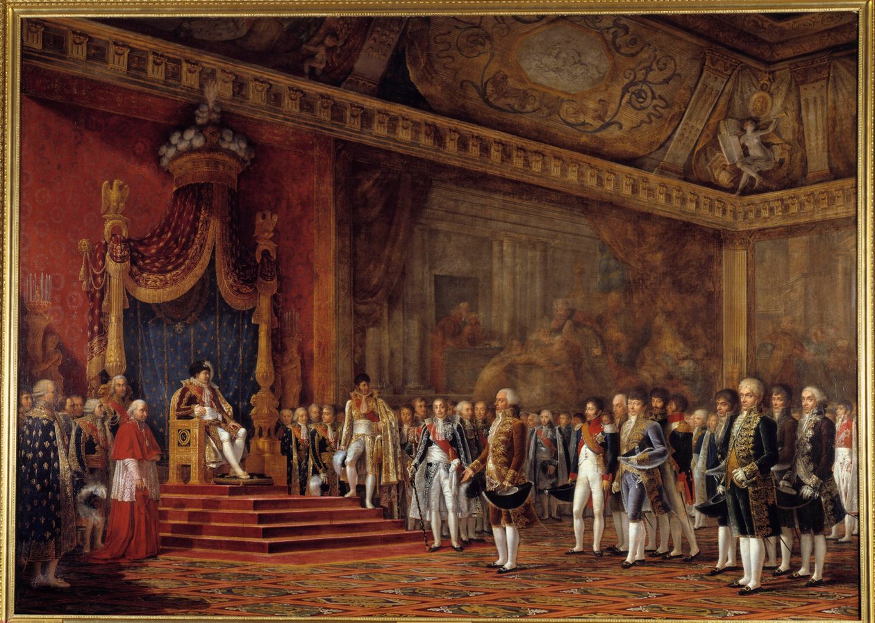 Det romerske senats deputation tilbyder hyldest til kejser Napoleon I i tronsalen i Tuileries-paladset, 16. november af Innocent Louis Goubaud