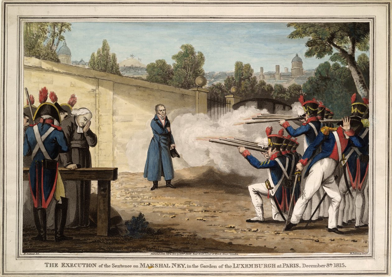 Henrettelsen af marskal Michel Ney nær Luxembourghaven den 7. december 1815, 1816 af Innocent Louis Goubaud