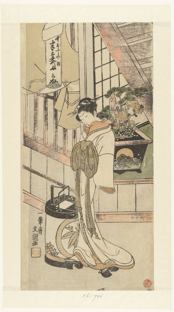 Kurtisane Handayu fra Naka-omi-huset af Ippitsusai Bunchō