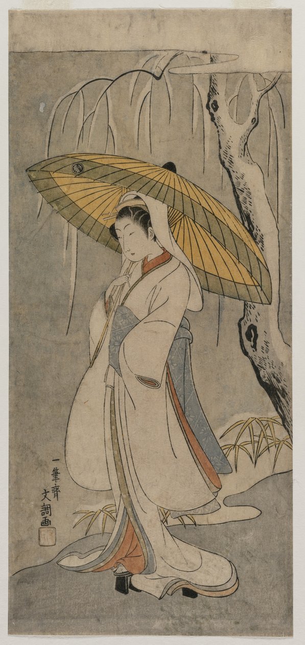 Segawa Kikunojo II as the Heron Maiden from the series Ichimura Theater, 1770. af Ippitsusai Bunchō