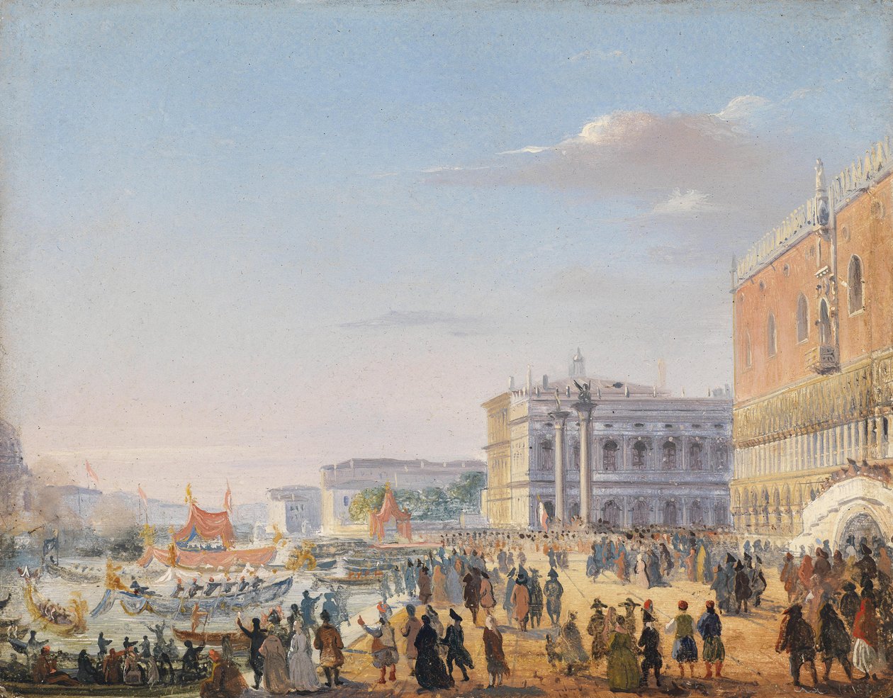 Kejser Franz Joseph og kejserinde Elisabeth af Østrigs ankomst til Venedig i 1856 af Ippolito Caffi