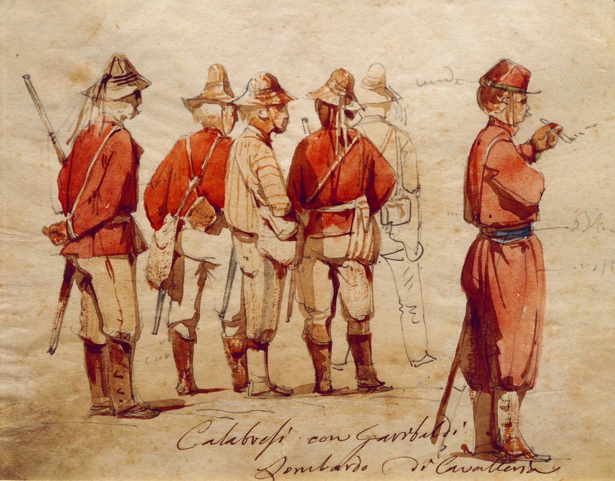 Calabriske hærsoldater under Expedition of the Thousand, illustration af Ippolito Caffi af Ippolito Caffi