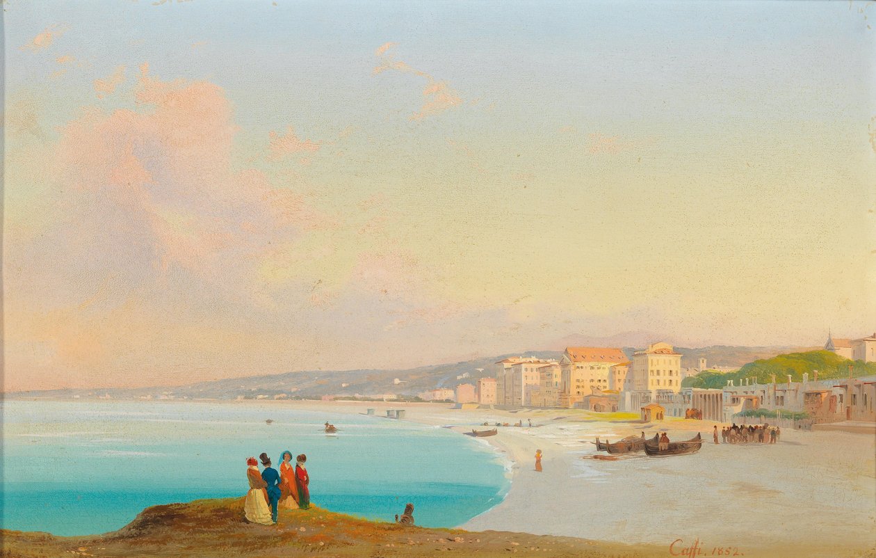 Nice. Udsigt over stranden set fra Quai du Midi af Ippolito Caffi