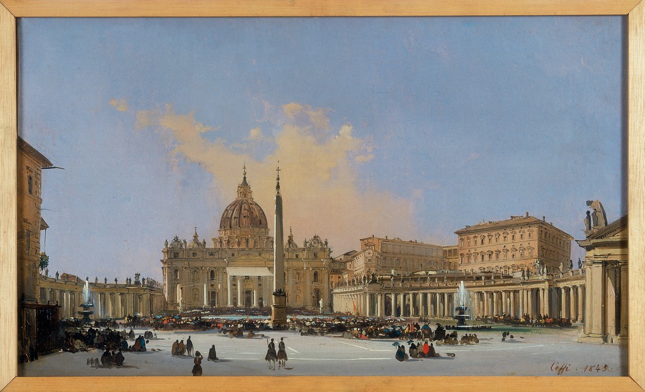 Pavelig velsignelse på Piazza San Pietro af Ippolito Caffi