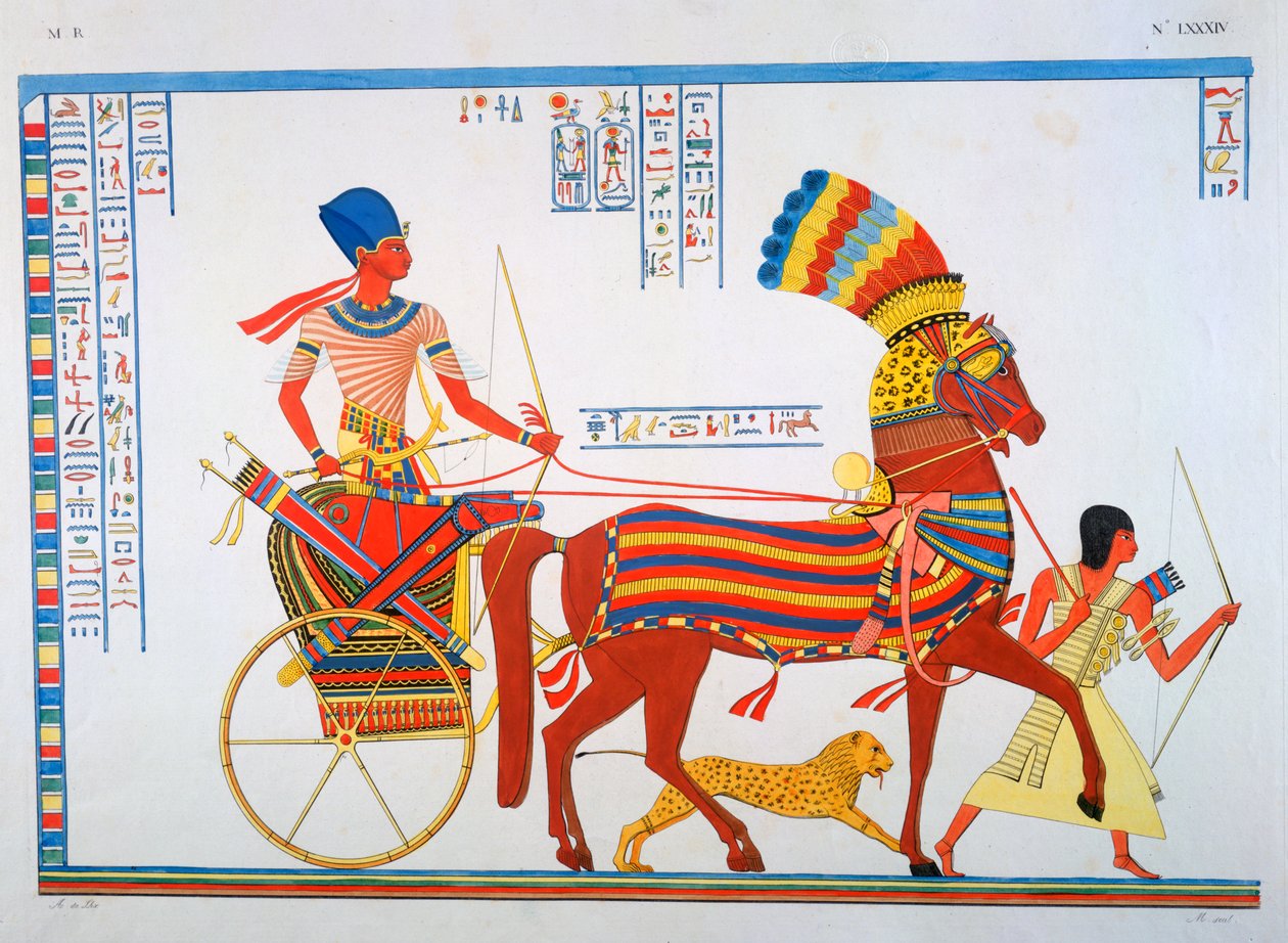Gammel egyptisk fresco, 1800-tallet af Ippolito Rosellini