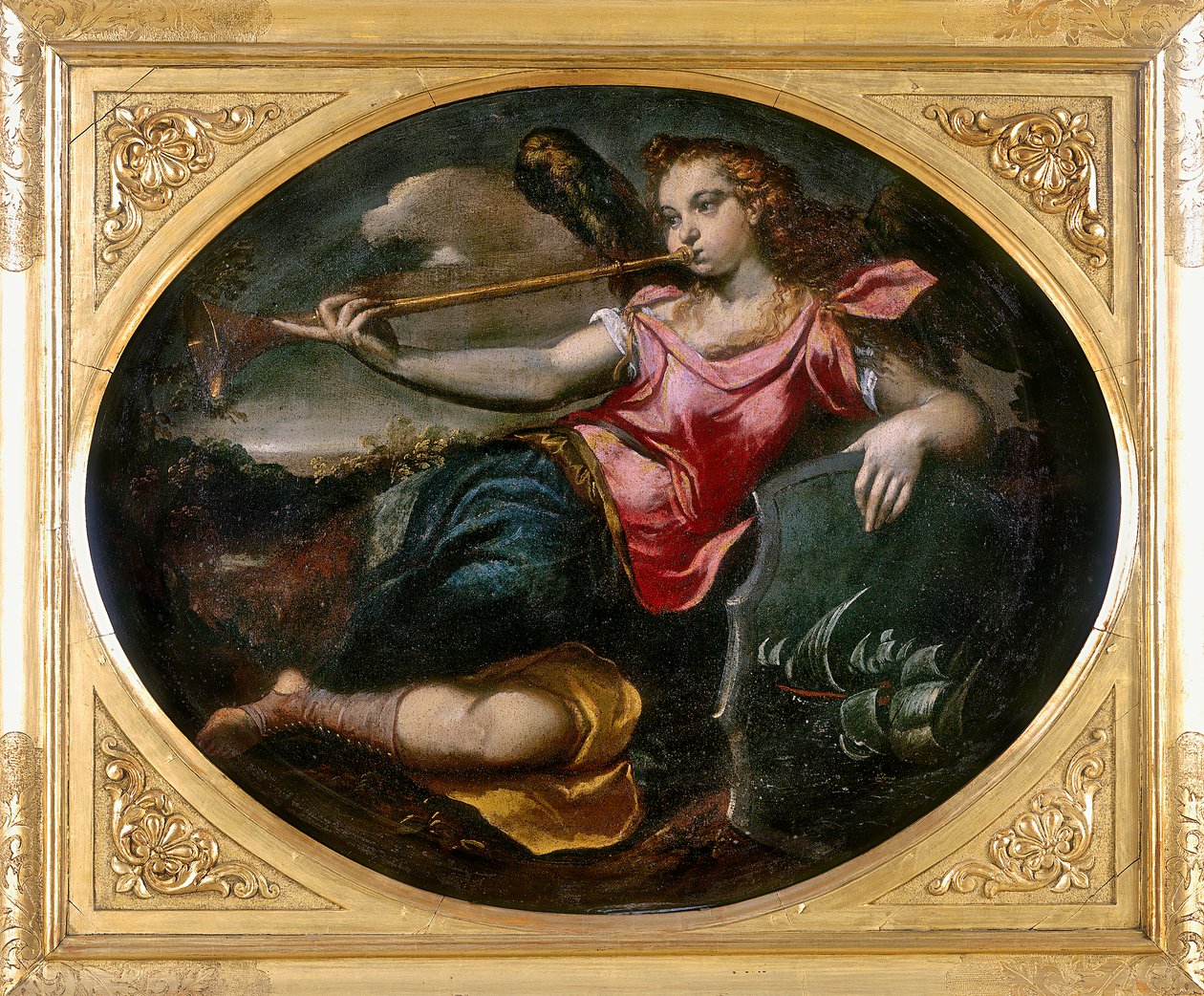 Fame, værk af Ippolito Scarsella, også kendt som lo Scarsellino, konserveret på Galleria Estense i Modena af Ippolito Scarsella