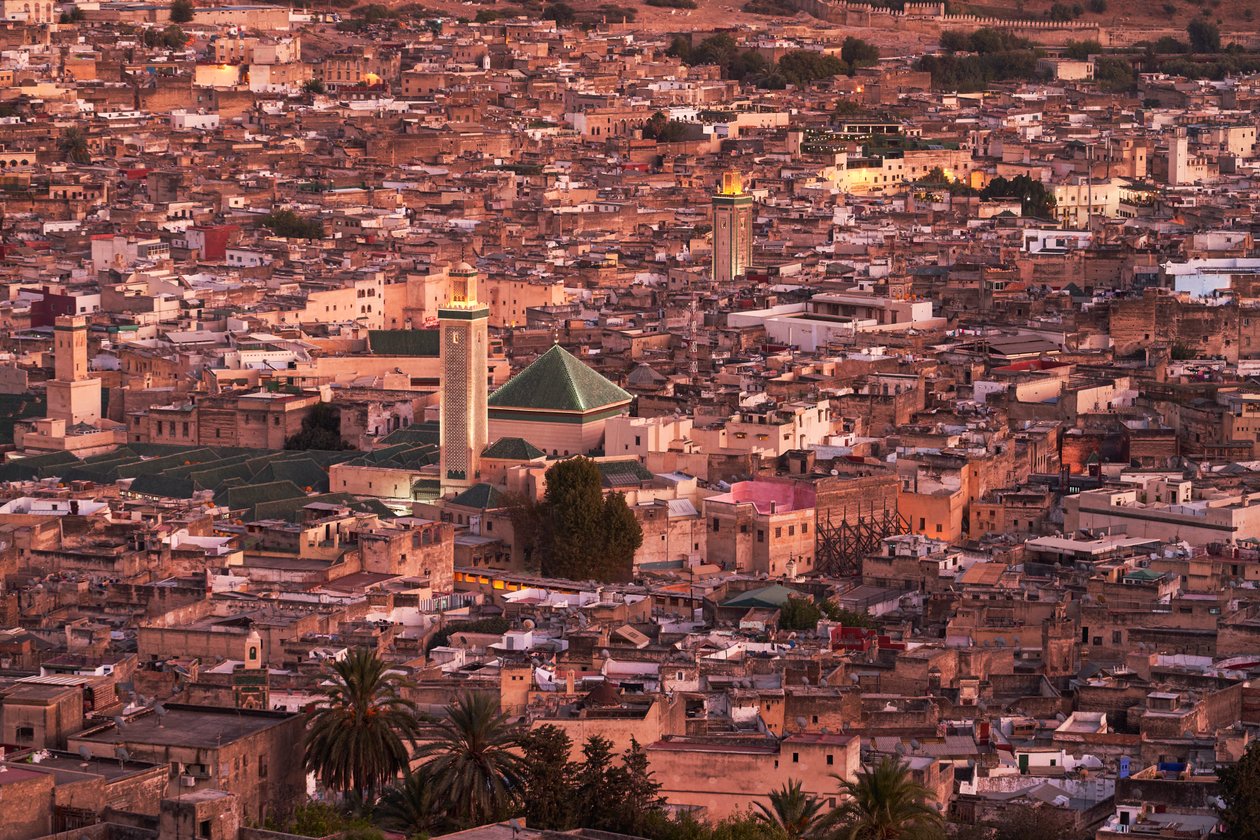 Udsigt over medinaen i Fez, Marokko, 2019 (foto) af Ira Block