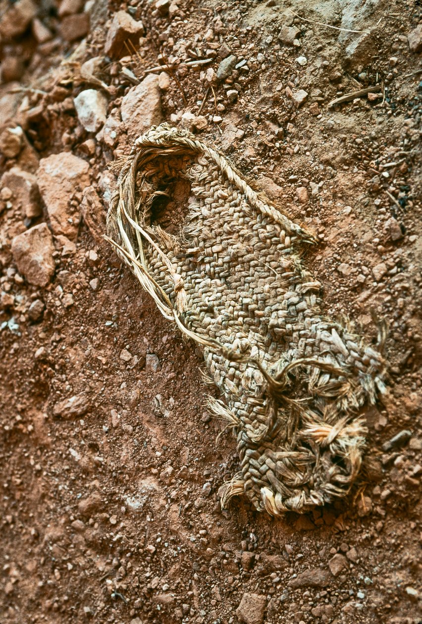 En håndlavet anasazi sandal i Grand Gulch, Utah, 2009 (foto) af Ira Block
