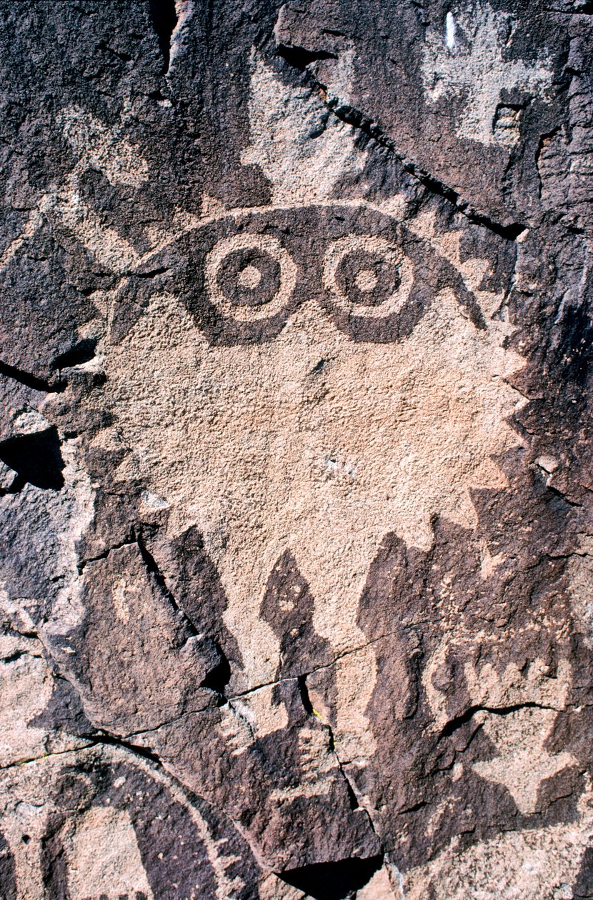Anasazi Petroglyph (klippekunst) udskæringer i New Mexico. af Ira Block