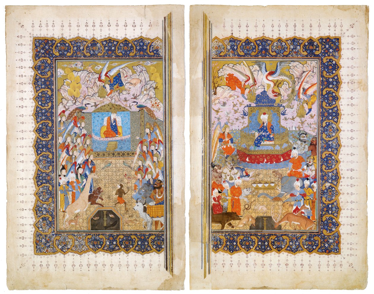 Dronningen af Saba og kong Salomon Manuskriptbelysning fra det episke Shahname af Ferdowsi af Iranian Master