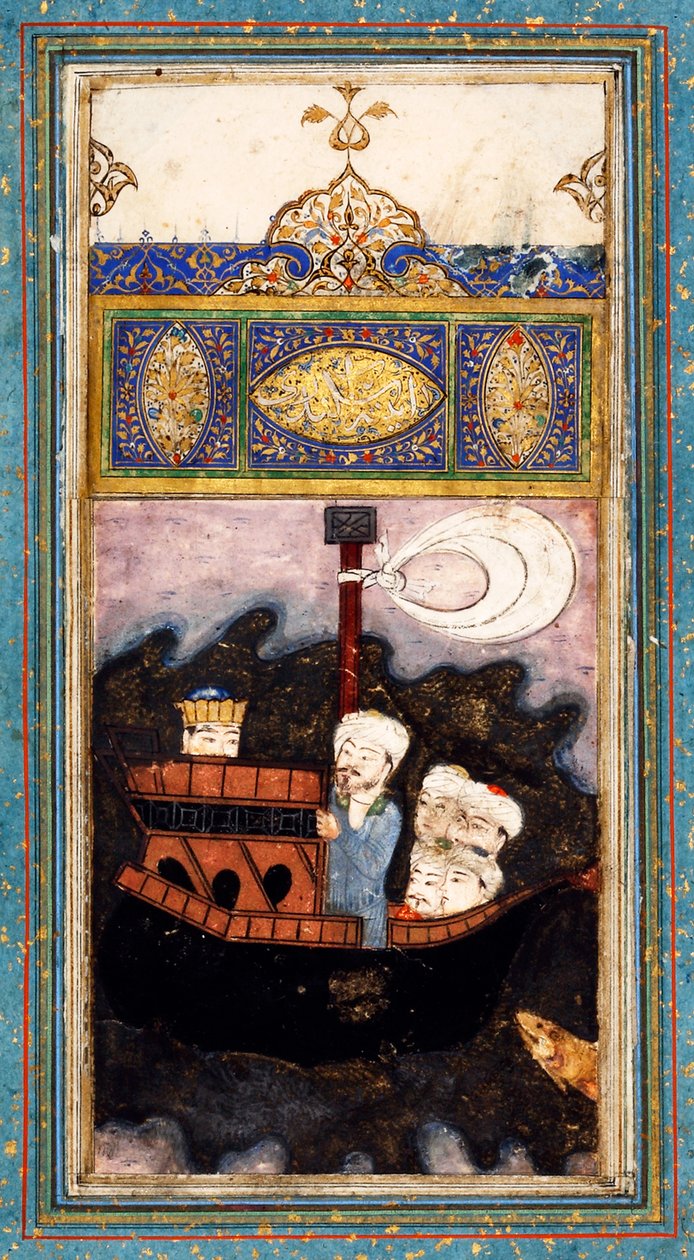 Handelsskib angrebet af pirater. Fra Aina-i Iskandari Mirror of Alexander the Great af Amir Khusr af Iranian Master
