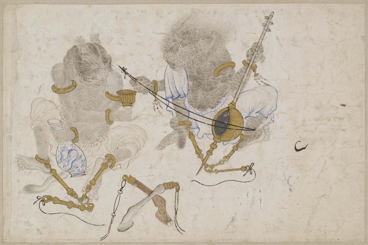 To dæmoner, bundet, 1400-tallet af Iranian Master