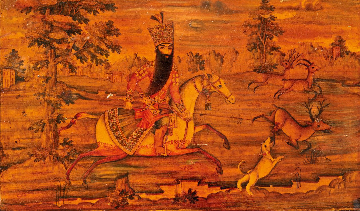 Detalje af en Qajar-kiste af Iranian School