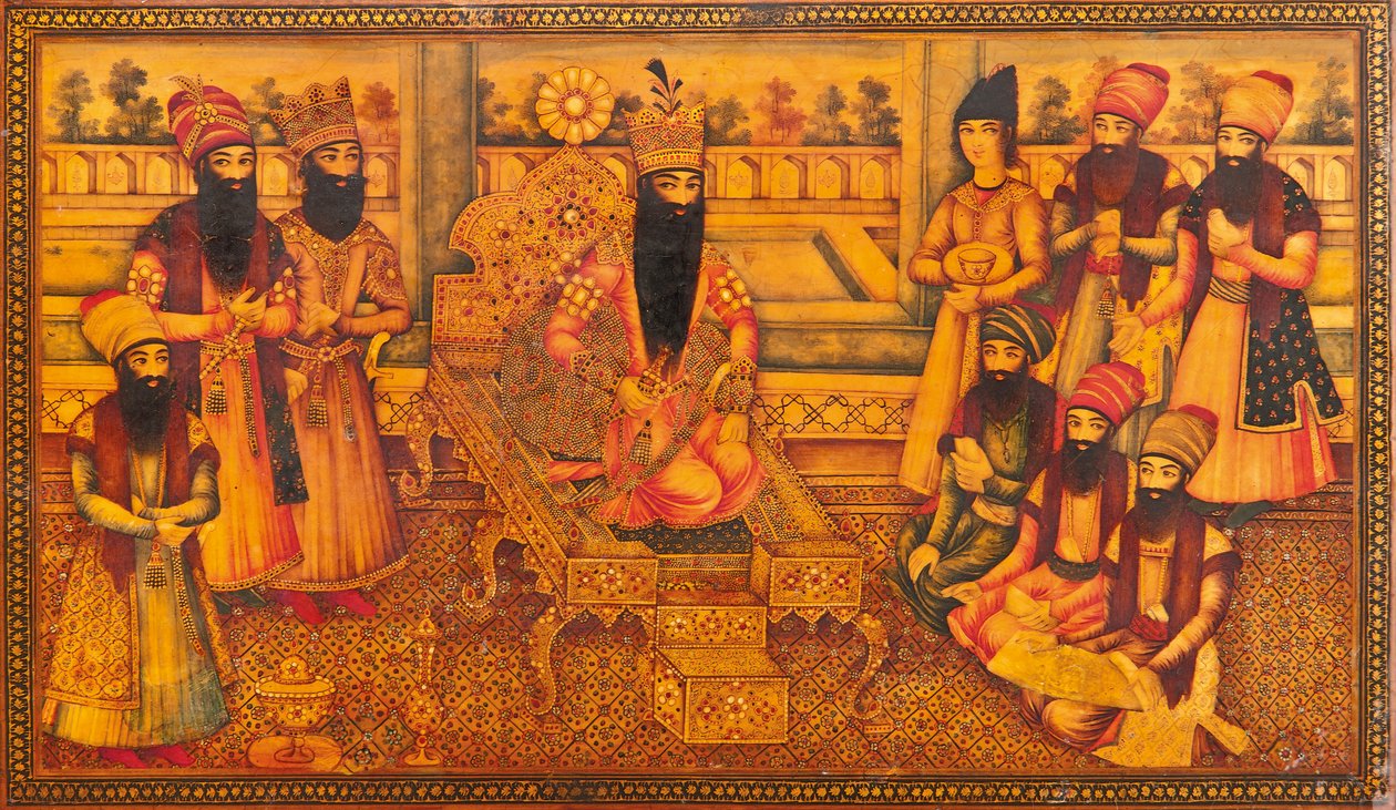 Detalje af en Qajar-kiste af Iranian School