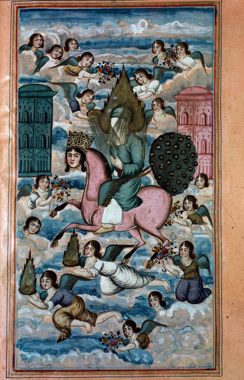 FRK. Nezami, Layla og Muhammeds legendariske rejse til himlen, fra det episke digt af Nezami af Iranian School