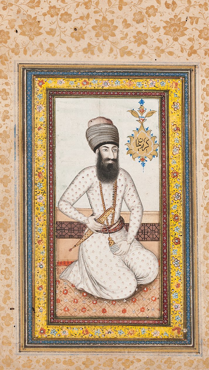 Portræt af Karim Khan Zand, en af et par med Nadir Shah, Qajar Iran af Iranian School