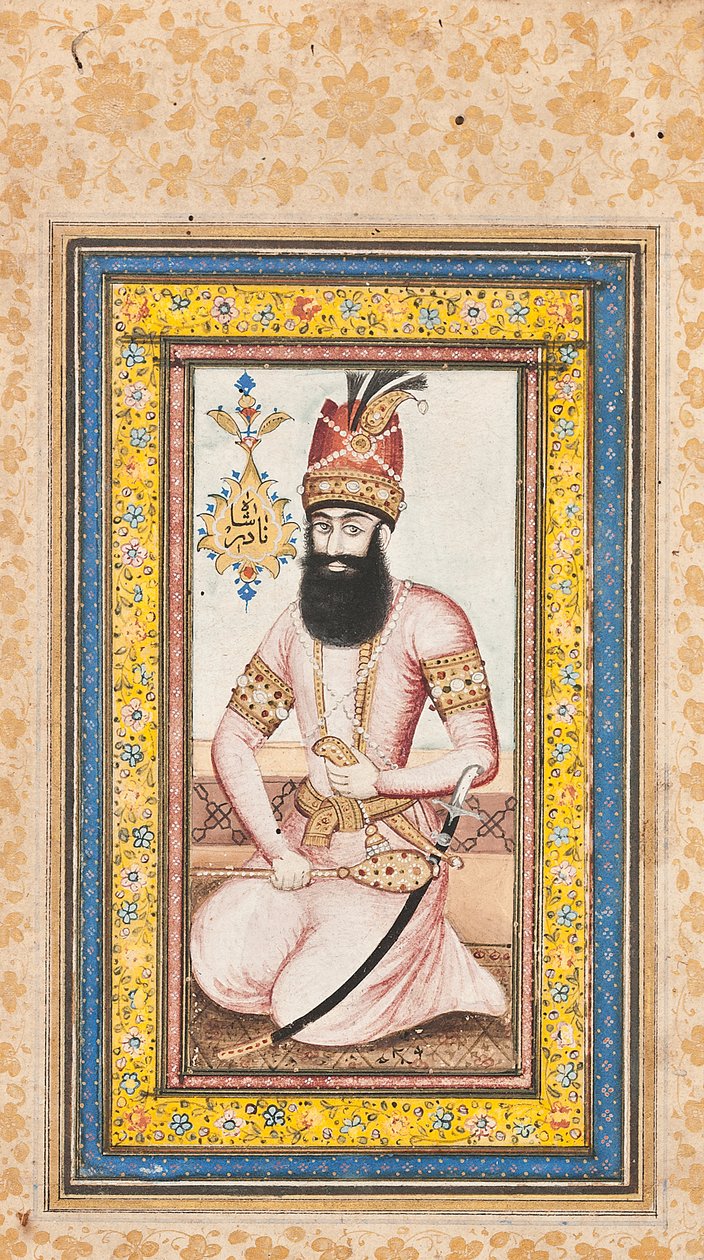 Portræt af Nadir Shah, en af et par med Karim Khan Zand, Qajar Iran af Iranian School