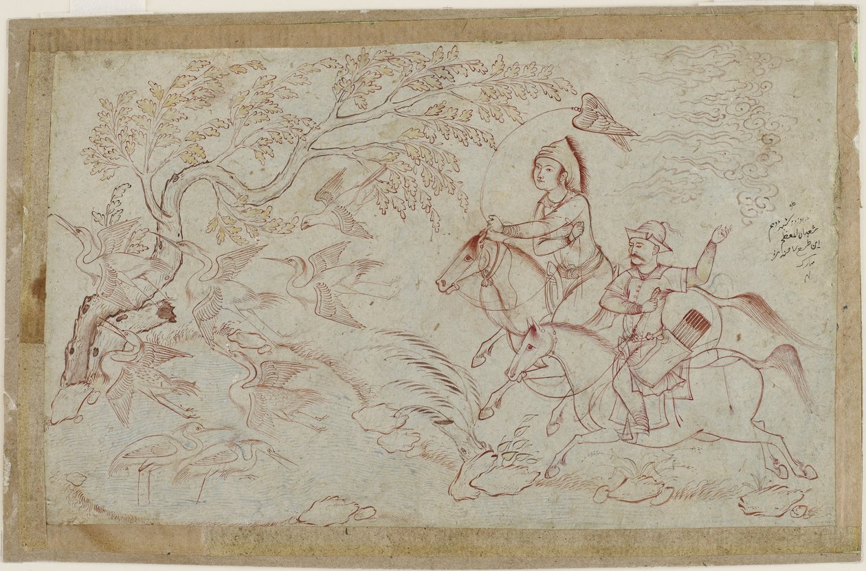 To ryttere på jagt med falk, 1640