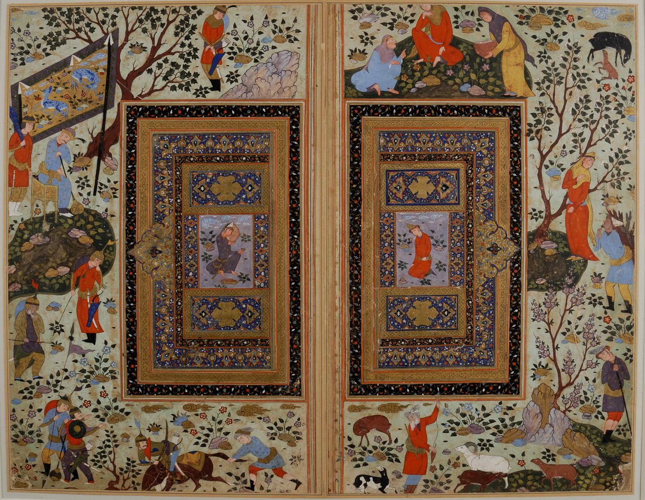 Dobbeltsidet. Iran, Isfahan, begyndelsen af det 17. århundrede.. af Iranian master.