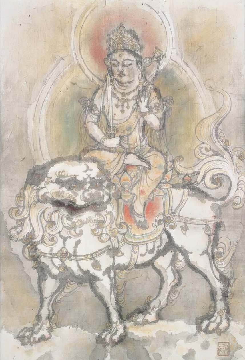 Irie Hako, Manjushri siddende på en løve af Irie Hako