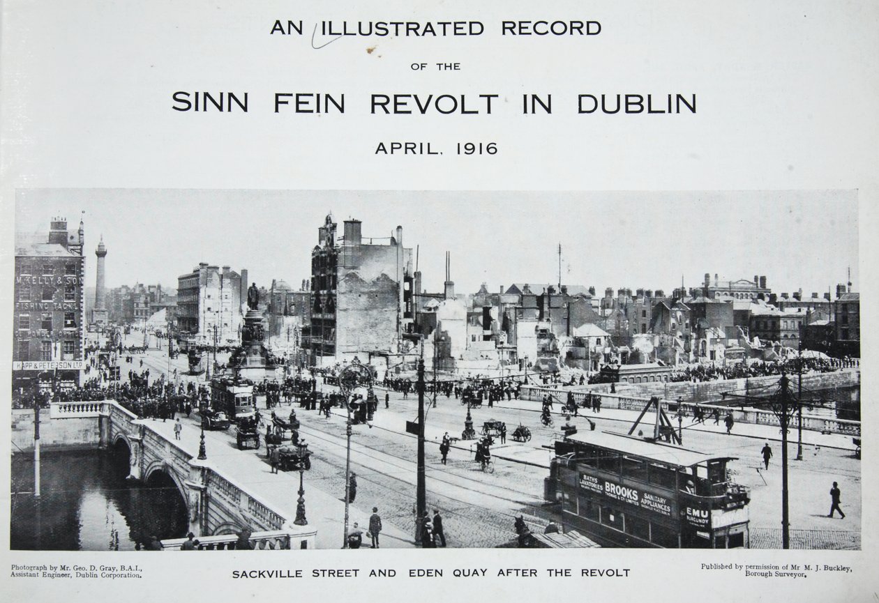 Sackville Street og Eden Quay after the Revolt, fra An Illustrated Record of the Sinn Fein Revolt in Dublin, april 1916 af Irish Photographer