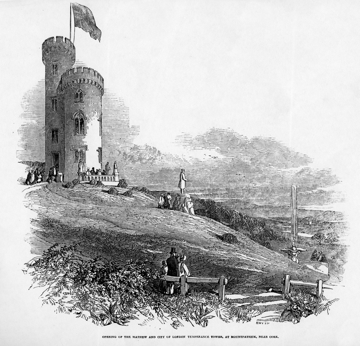 Åbning af Mathew and City of London Temperance Tower, ved Mount Patrick, nær Cork, 1846 af Irish School