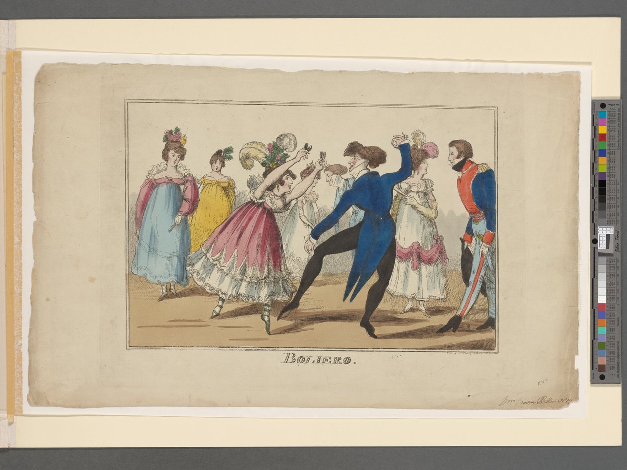 Boliero, ca. 1800-09 (håndkoloreret gravering) af Irish School