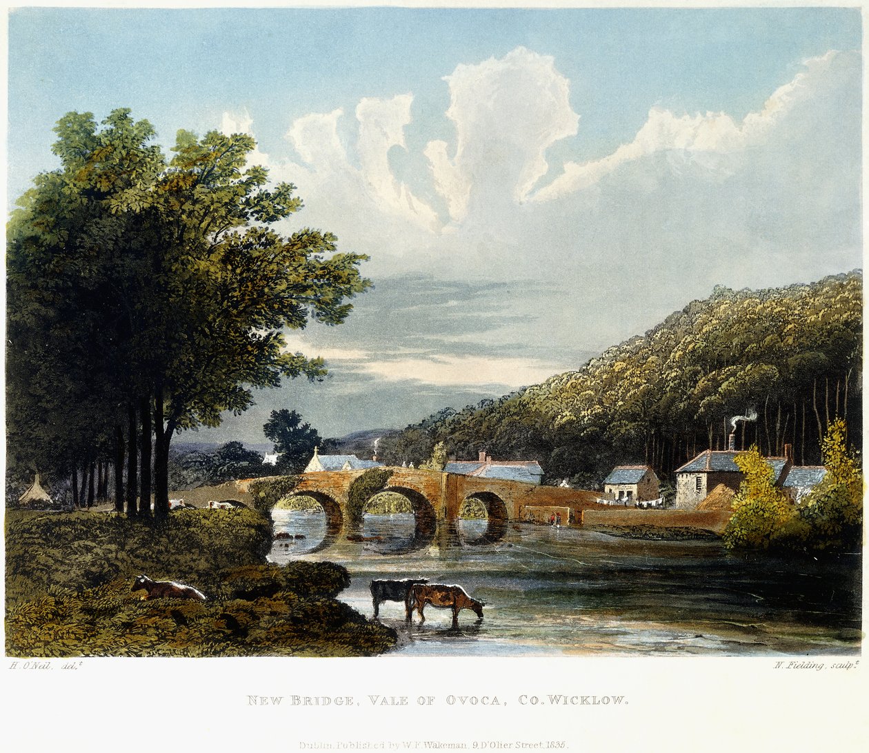 New Bridge, Vale of Ovoca, Co. Wicklow, 1835 af Irish School