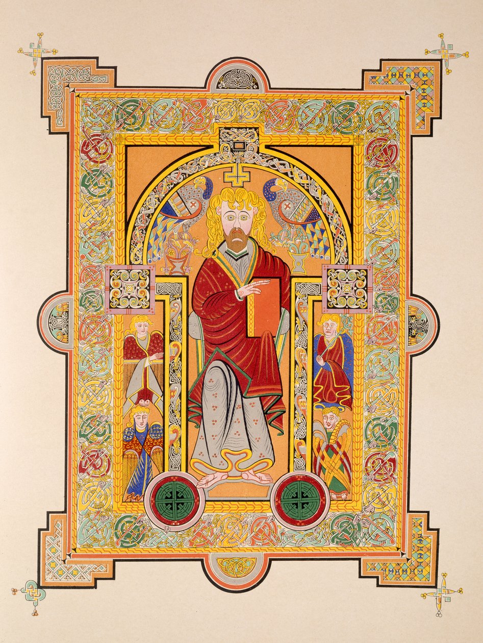 Saint Matthew, fra en faksimilekopi af Book of Kells, pub. af Day & Son af Irish School